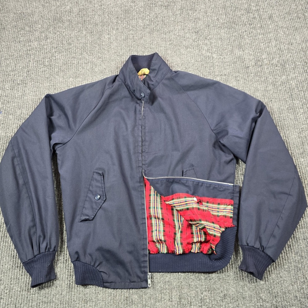 Sir‎ Jac Jacket Mens 40 Long Navy Bi-Swing Bomber Plaid Lined Raglan Golf